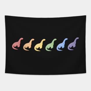 Rainbow Dinosaurs (Black Background) Tapestry