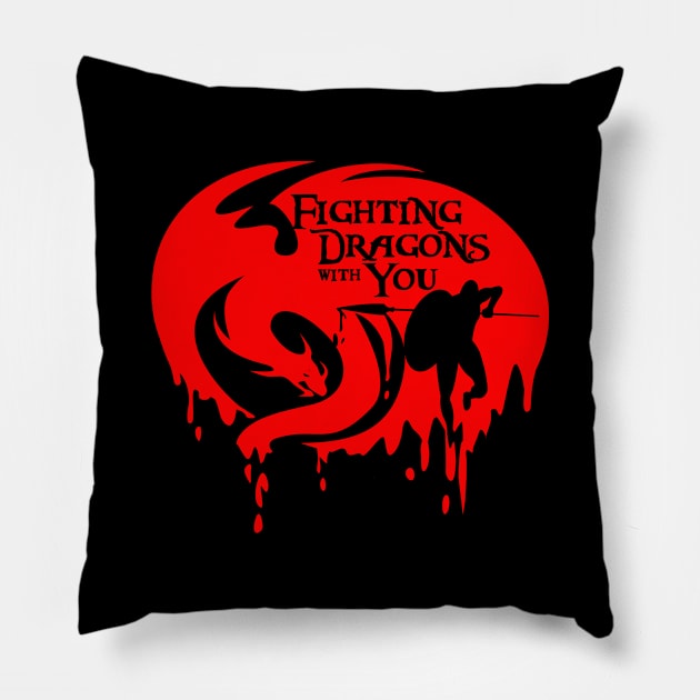 Fighting Dragons with You Pillow by andantino