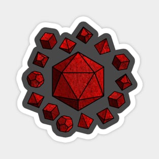 Red Polyhedral Dice Set Magnet