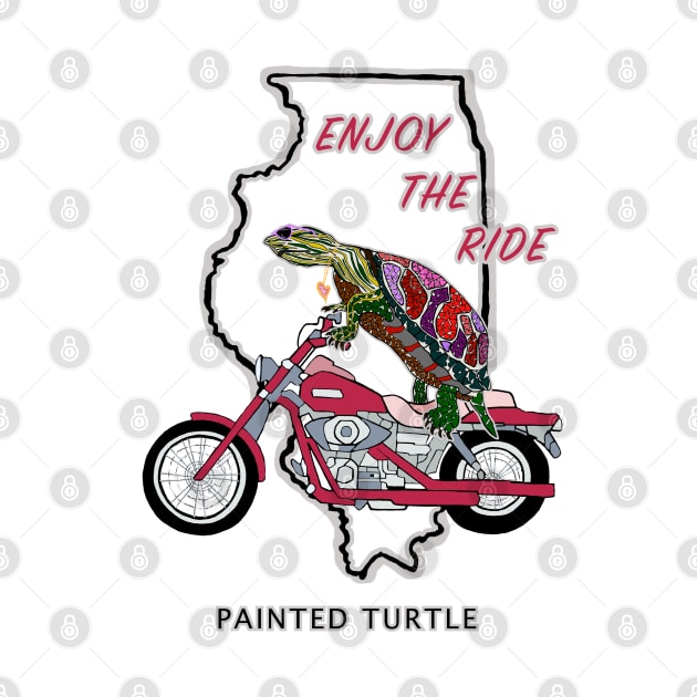 Turtles, Illinois map, Painted Turtle, Motorcycle, Love, Enjoy the Ride by cfmacomber