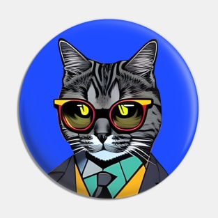 Cat Boss wearing a suit and sunglasses Pin