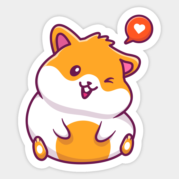 Cute Hamster Sitting With Speech Bubble Love Cartoon - Hamster - Sticker | TeePublic Cute Hamster Sitting With Speech Bubble Love Cartoon - Hamster - Sticker | TeePublic