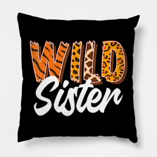 Wild One Sister Two Wild Family Birthday Zoo Animal Matching Pillow