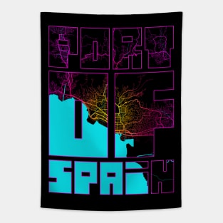 Port of Spain, Trinidad and Tobago City Map Typography - Neon Tapestry