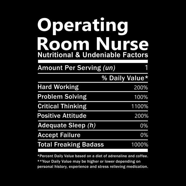 Operating Room Nurse T Shirt - Nutritional and Undeniable Factors Gift Item Tee by Ryalgi