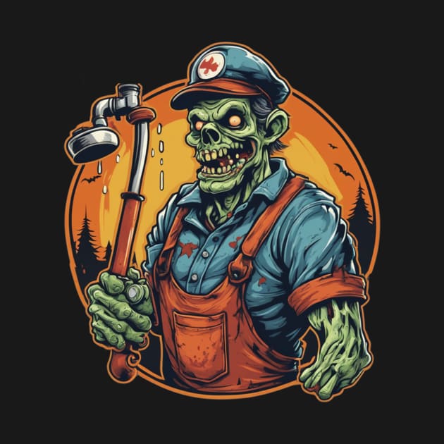 Zombie plumber handyman Halloween gift for him by Edgi