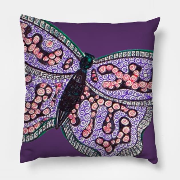 Butterfly Spiral Design Pillow by Rebecca Abraxas - Brilliant Possibili Tees