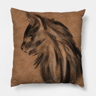 Charcoal Cat Portrait Pillow