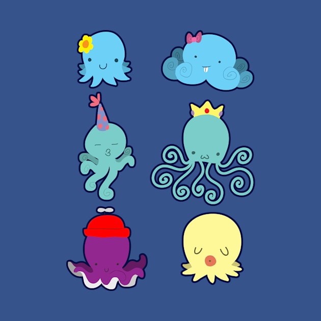 Six Cute Little Octopus by saradaboru