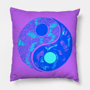 Blue Abstract Yin Yang Pillow