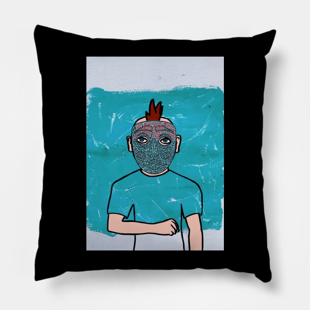 Expressive Elegance: NFT Character - MaleMask Satoshi Edition on TeePublic Pillow by Hashed Art