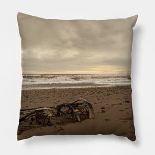 Stranded Lobster Trap on a New Brunswick Beach V3 Pillow