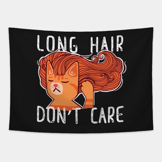 Ginger Cat Long Hair Don't Care T-Shirt stickers mugs and others Tapestry by SusanaDesigns