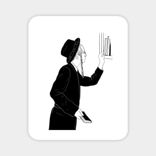 Orthodox jew choosing books Magnet