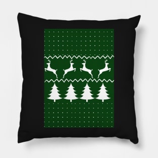 Green and white christmas tree and deer Pillow