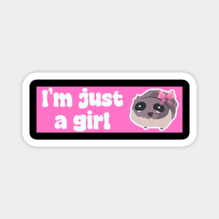 I'm just a girl pink, funny sad hamster meme stickers Magnet