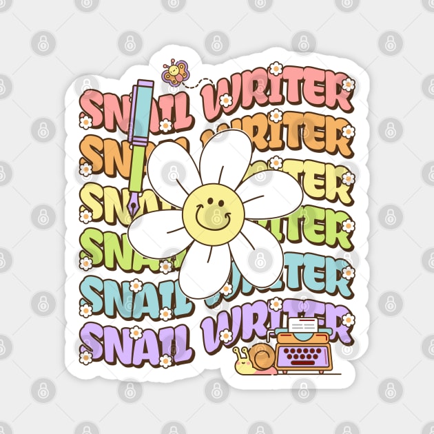 Retro Groovy Snail Writer Magnet by H. R. Sinclair