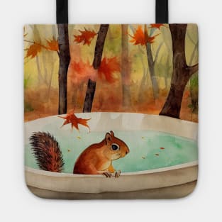 Autumn Leaves Squirrel Bathing Tote