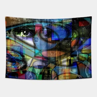 Woman face modern abstract Tapestry