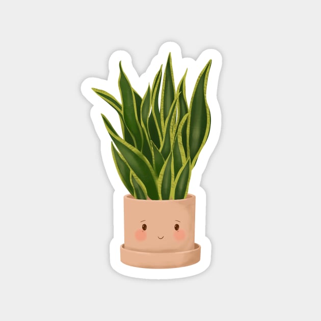 Cute Plant Illustration, Snake Plant Magnet by gusstvaraonica