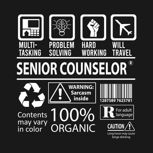 Senior Counselor T Shirt - MultiTasking Certified Job Gift Item Tee by Aquastal