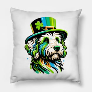 Spanish Water Dog Revels in St Patrick's Day Fun Pillow