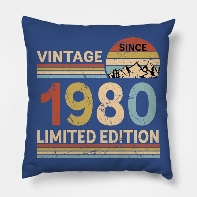 Vintage Since 1980 Limited Edition 43rd Birthday Gift Vintage Men's Pillow by Schoenberger Willard