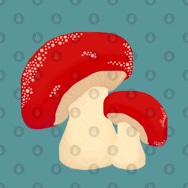 Cute Mushrooms with Red Caps by Punderstandable