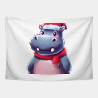 Cute Hippopotamus Drawing Tapestry