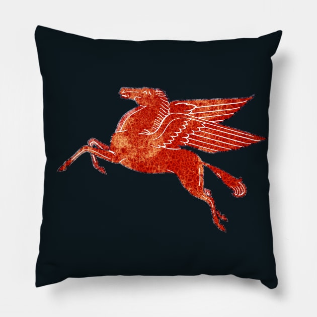 Mobil Pegasus Flying Horse Pillow by Midcenturydave