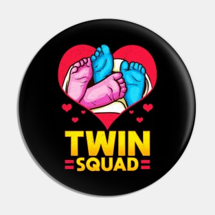 Cute Twin Squad Twinning Baby Feet Announcement Pin