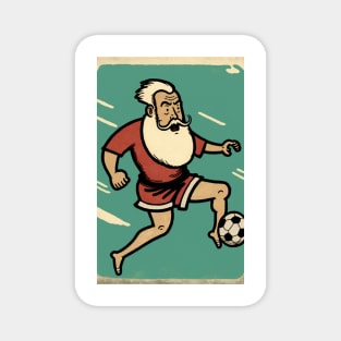 Santa Claus Playing Soccer Magnet