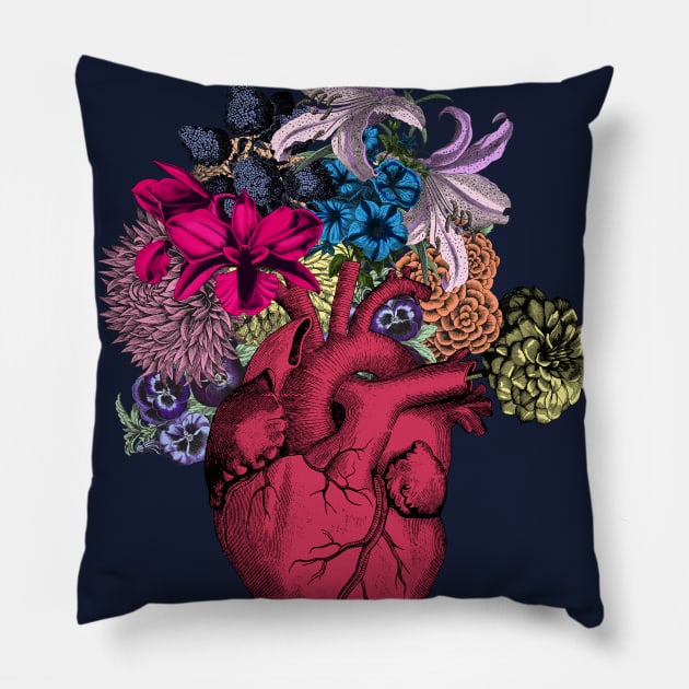 Hearts And Flowers Pillow by TheGrinningSkull