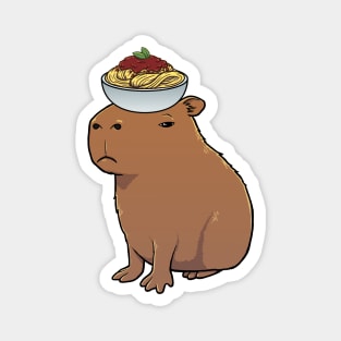 Capybara with Spaghetti Bolognese on its head Magnet