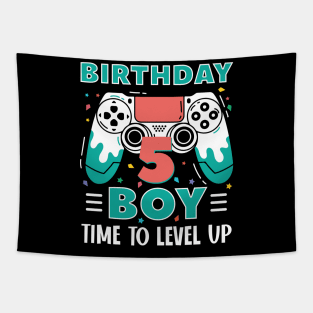 5th Birthday Boy Gamer Funny B-day Gift For Boys kids toddlers Tapestry