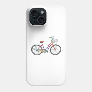 Retro Rainbow Rider, Colorful Bicycle Illustration Phone Case