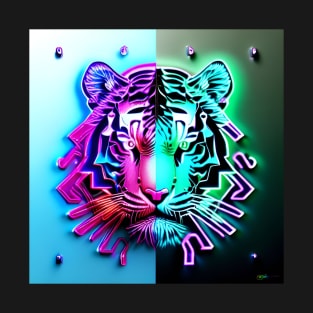 Trippy Psychedelic Neon Tigers 12 T-Shirt