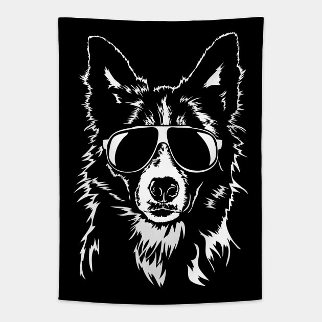 Funny Border Collie sunglasses cool dog Tapestry by wilsigns