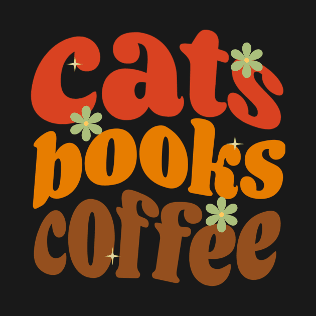 cats books coffee groovy retro by LazyBunny