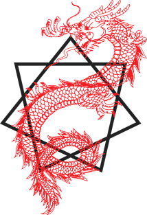 Asian Dragon With Sacred Geometry Heptagram (Seven Sided Star) Design Magnet