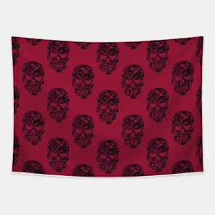 human skulls pattern red Tapestry