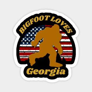 Bigfoot loves America and Georgia too Magnet