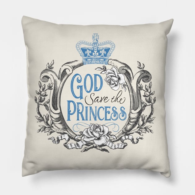 God Save the Princess of Wales Vintage Crown Pillow by figandlilyco