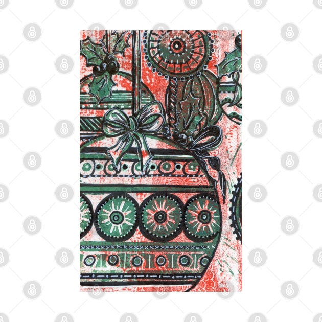 Xmas Baubles 13 -  Gelli Plate Print and Ink by Heatherian