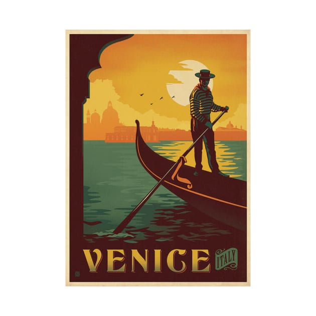 Venice Italy Vintage Travel Art by Aquora Art