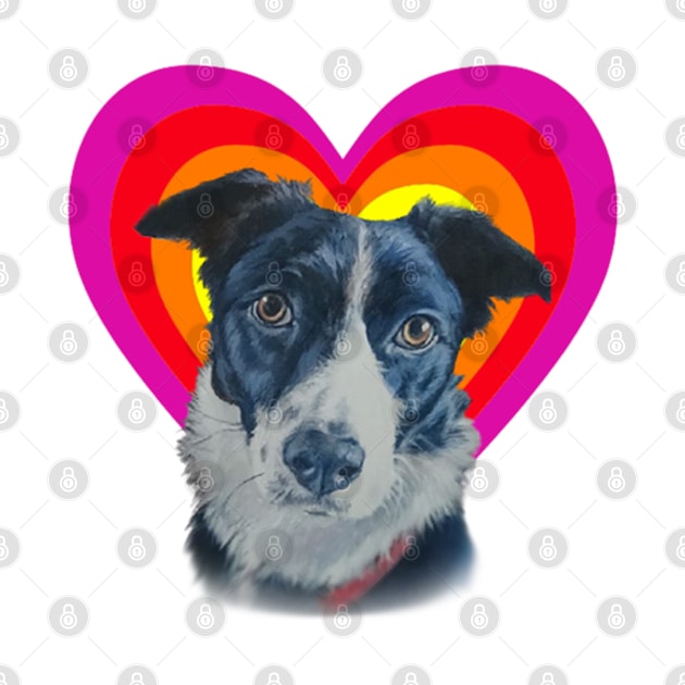 Beautiful painting of a collie dog in a heart by StudioFluffle