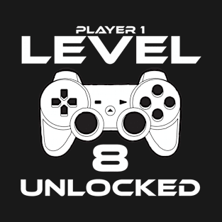 Level 8 Unlocked 8th Birthday Gamer Gift T-Shirt