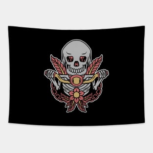 Motorized skull tattoo Tapestry