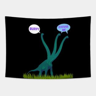 Three-necked green dinosaur - Burp Edition | Long neck dino Tapestry