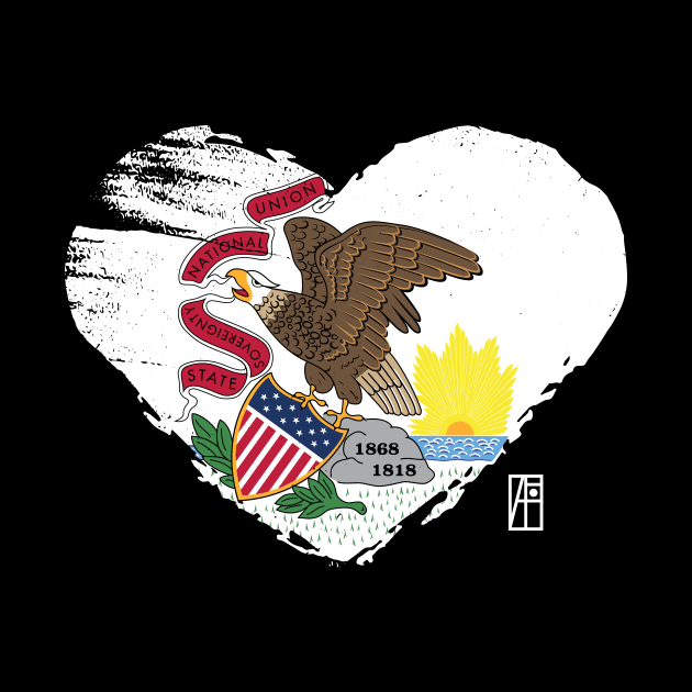 U.S. State - I Love Illinois - Illinois Flag by ArtProjectShop